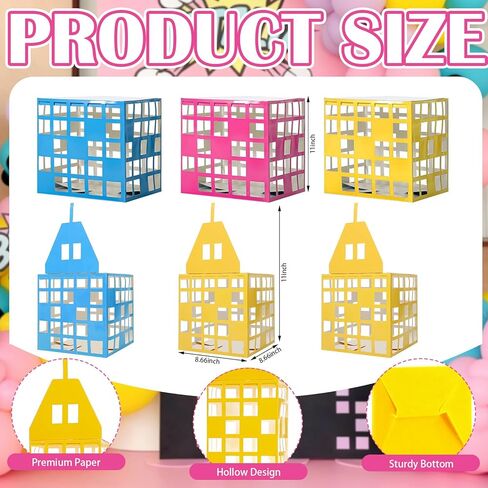Ctosree 6 Pcs Large Pastel Hero Girl Party Favor Boxes 11 Inch Pastel Skyscraper City Gift Large Hero Theme Candy Treat Boxes Skyline Buildings Centerpiece for Birthday Party Decoration Supplies in Saudi Arabia