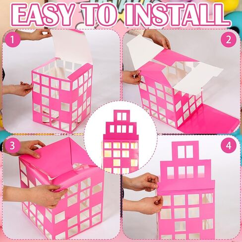 Ctosree 6 Pcs Large Pastel Hero Girl Party Favor Boxes 11 Inch Pastel Skyscraper City Gift Large Hero Theme Candy Treat Boxes Skyline Buildings Centerpiece for Birthday Party Decoration Supplies in Saudi Arabia