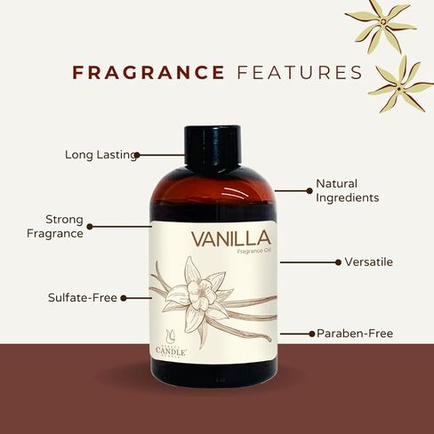 4oz Vanilla Fragrance Oils, Premium Grade Fragrance Oils for Diffusers with vase, Made with Pure and Natural Vanilla Oil in Saudi Arabia