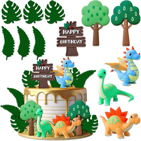 12 PCS Little Dino Birthday Cake Decor Dinosaur Cake Decoration Little Dinosaur Birthday Party Supplies Dinosaur Party Favors Dinosaur Cake toppers in Saudi Arabia