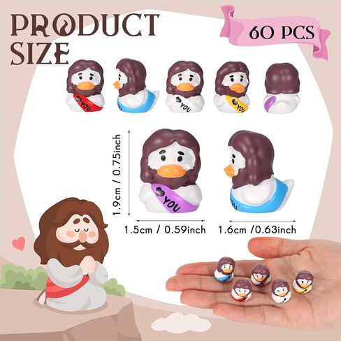 Soulchen 60 Pcs Mini Resin Ducks with Jesus Figurines, Cute Tiny Ducks for DIY Cake Decorations, Ornaments, Crafts & Moss Landscape Projects in Saudi Arabia