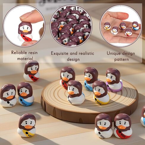 Soulchen 60 Pcs Mini Resin Ducks with Jesus Figurines, Cute Tiny Ducks for DIY Cake Decorations, Ornaments, Crafts & Moss Landscape Projects in Saudi Arabia
