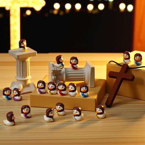 Soulchen 60 Pcs Mini Resin Ducks with Jesus Figurines, Cute Tiny Ducks for DIY Cake Decorations, Ornaments, Crafts & Moss Landscape Projects in Saudi Arabia