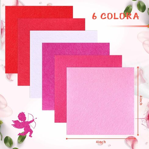 Tatuo 96 Pcs 4 x 4 Inches Valentine's Day Felt Fabric Sheets Red Pink White Felt Fabric Sheets Patchwork Sewing DIY Crafts for Valentine Festival Holiday Wedding DIY Supplies in Saudi Arabia