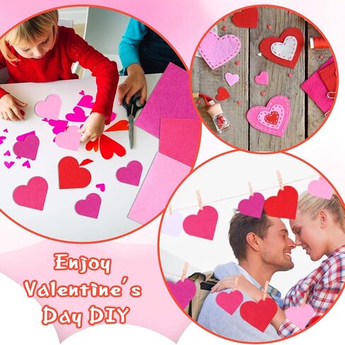 Tatuo 96 Pcs 4 x 4 Inches Valentine's Day Felt Fabric Sheets Red Pink White Felt Fabric Sheets Patchwork Sewing DIY Crafts for Valentine Festival Holiday Wedding DIY Supplies in Saudi Arabia