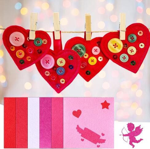 Tatuo 96 Pcs 4 x 4 Inches Valentine's Day Felt Fabric Sheets Red Pink White Felt Fabric Sheets Patchwork Sewing DIY Crafts for Valentine Festival Holiday Wedding DIY Supplies in Saudi Arabia