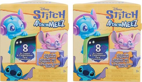 Disney Stitch Attachmeez 2-Pack - Collectible Surprise Mini Figure Blind Box, Hangs Off Books, Phones, Cups & More, UNbox, Attach & Display, for Kids, Fans & Collectors by Just Play in Saudi Arabia