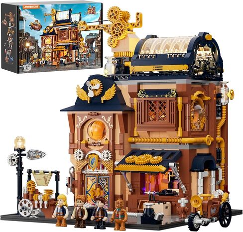 Steampunk Mechanical Workshop Lighting Building-Bricks Set, 2006 Pcs The Sky-Lane Repair Shop Modular Building from Aeronauts Collection Display Set for Adults and Steampunk Lovers in Kuwait