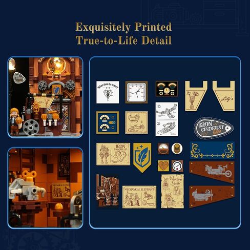 Steampunk Mechanical Workshop Lighting Building-Bricks Set, 2006 Pcs The Sky-Lane Repair Shop Modular Building from Aeronauts Collection Display Set for Adults and Steampunk Lovers in Kuwait