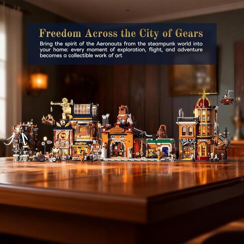 Steampunk Mechanical Workshop Lighting Building-Bricks Set, 2006 Pcs The Sky-Lane Repair Shop Modular Building from Aeronauts Collection Display Set for Adults and Steampunk Lovers in Kuwait