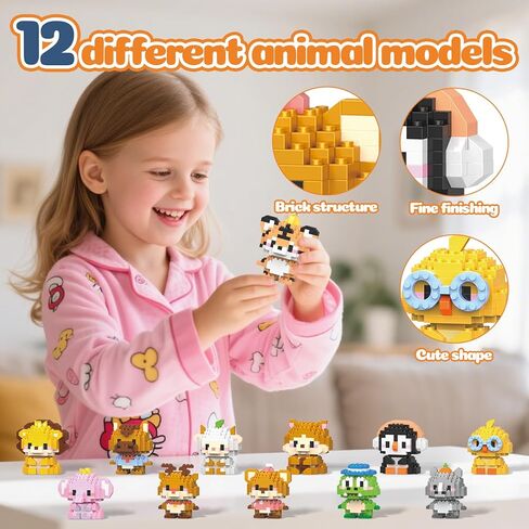 12 Pack Animals Building Block Sets,Micro Mini Animals Party Favors for Kids, Birthday Gift for Boy Girl(1,691 Pieces) in Saudi Arabia