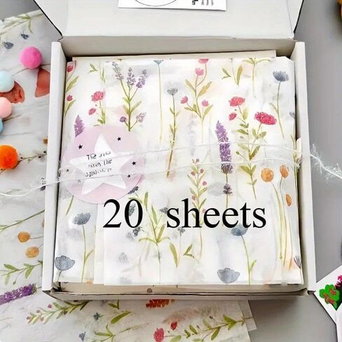20 Sheets Lavender Print Tissue Paper - Semi-Transparent Perfect for Christmas Birthdays Weddings Valentine's Day 14x20 Inches in Saudi Arabia