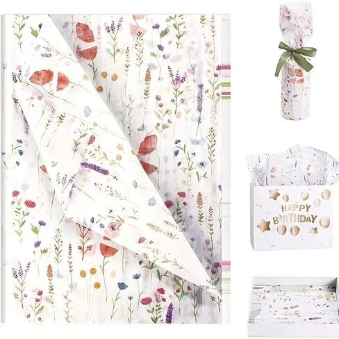 20 Sheets Lavender Print Tissue Paper - Semi-Transparent Perfect for Christmas Birthdays Weddings Valentine's Day 14x20 Inches in Saudi Arabia