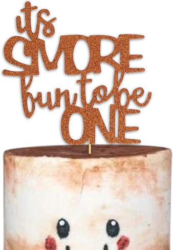 غلاف كعكة S'more Fun to Be One - ديكورات حفلات أعياد الميلاد الأولى، زينة حفلات عيد الميلاد الأولى، إنها أكثر متعة أن تكون ديكورات حفلات عيد ميلاد لمستلزمات الحفلات التي عمرها عام واحد (ذهبي) in Kuwait