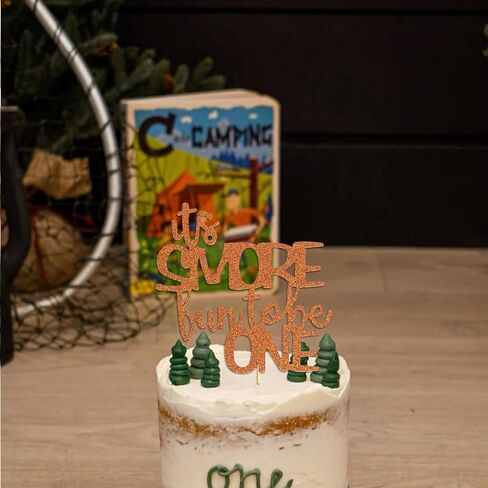 غلاف كعكة S'more Fun to Be One - ديكورات حفلات أعياد الميلاد الأولى، زينة حفلات عيد الميلاد الأولى، إنها أكثر متعة أن تكون ديكورات حفلات عيد ميلاد لمستلزمات الحفلات التي عمرها عام واحد (ذهبي) in Kuwait