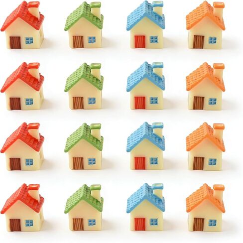16PCS Miniature Colorful House Mini Cottage House Tiny Small Village Thumbnail Huts for Fairy Garden Cake Decoration DIY Plant Pot in Saudi Arabia