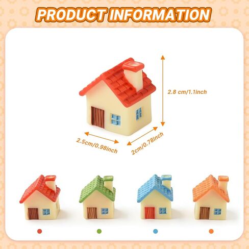 16PCS Miniature Colorful House Mini Cottage House Tiny Small Village Thumbnail Huts for Fairy Garden Cake Decoration DIY Plant Pot in Saudi Arabia