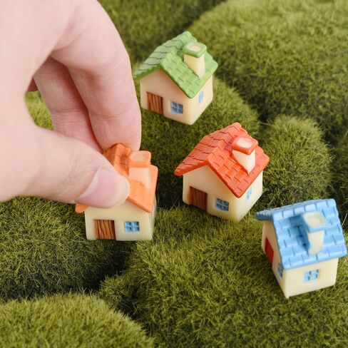 16PCS Miniature Colorful House Mini Cottage House Tiny Small Village Thumbnail Huts for Fairy Garden Cake Decoration DIY Plant Pot in Saudi Arabia