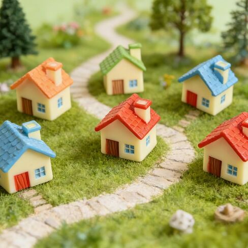 16PCS Miniature Colorful House Mini Cottage House Tiny Small Village Thumbnail Huts for Fairy Garden Cake Decoration DIY Plant Pot in Saudi Arabia