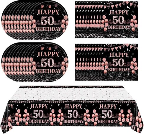 41Pcs 18th Birthday Party Decorations for Girls Her, Rose Gold Birthday Supplies Include 20 Plates 20 Napkins and 1 Tablecloth, Sweet Eighteen Year Old Birthday Party Tableware for Girls Kids Children in Kuwait