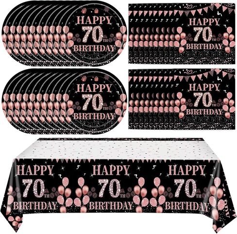 41Pcs 18th Birthday Party Decorations for Girls Her, Rose Gold Birthday Supplies Include 20 Plates 20 Napkins and 1 Tablecloth, Sweet Eighteen Year Old Birthday Party Tableware for Girls Kids Children in Kuwait