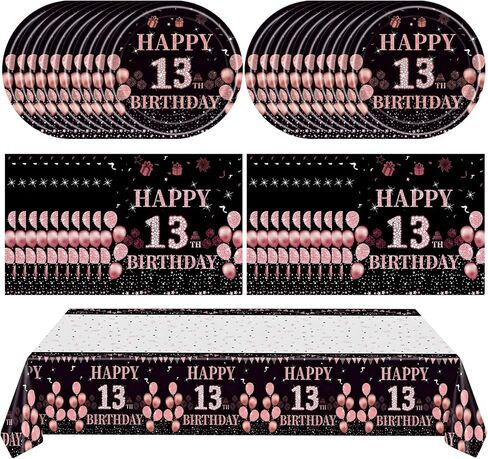 41Pcs 18th Birthday Party Decorations for Girls Her, Rose Gold Birthday Supplies Include 20 Plates 20 Napkins and 1 Tablecloth, Sweet Eighteen Year Old Birthday Party Tableware for Girls Kids Children in Kuwait