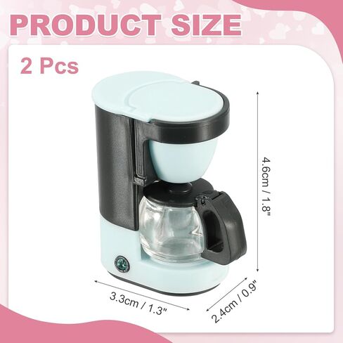 2Pcs Miniature Play Kitchen Accessory, Plastic Coffee Maker Dollhouse Cookware Food Accessories Perfect for Role Play & Decoration & Photography & Collectibles, Blue in Saudi Arabia