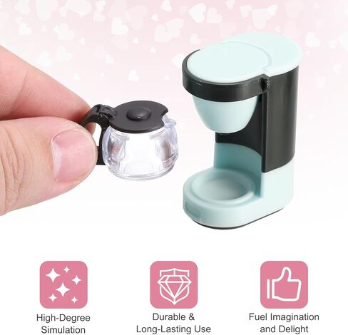 2Pcs Miniature Play Kitchen Accessory, Plastic Coffee Maker Dollhouse Cookware Food Accessories Perfect for Role Play & Decoration & Photography & Collectibles, Blue in Saudi Arabia