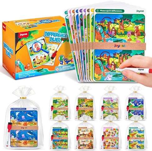 JoyCat 24 Pack Spot the Difference Game Cards Party Favors for Kids, Goodie Bags Stuffers, Classroom Prizes Rewards for Students, Birthday Gift Bulk, Boys Girls in Saudi Arabia