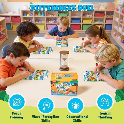 JoyCat 24 Pack Spot the Difference Game Cards Party Favors for Kids, Goodie Bags Stuffers, Classroom Prizes Rewards for Students, Birthday Gift Bulk, Boys Girls in Saudi Arabia