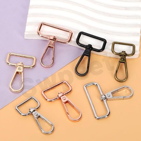 Swpeet 90Pcs 6 Colors Metal D Rings & Rectangle Adjuster Triglides Slides Buckle & D Ring Swivel Lobster Clasp Kit in Saudi Arabia