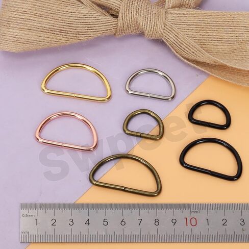 Swpeet 90Pcs 6 Colors Metal D Rings & Rectangle Adjuster Triglides Slides Buckle & D Ring Swivel Lobster Clasp Kit in Saudi Arabia