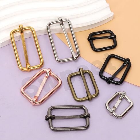 Swpeet 90Pcs 6 Colors Metal D Rings & Rectangle Adjuster Triglides Slides Buckle & D Ring Swivel Lobster Clasp Kit in Saudi Arabia