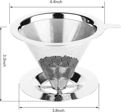 Pour over Coffee Maker, Reusable Metal Coffee Filter, Single Cup Pour over, Stainless Steel in Saudi Arabia