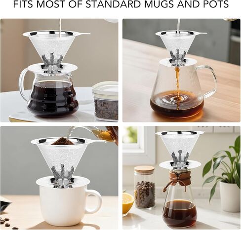 Pour over Coffee Maker, Reusable Metal Coffee Filter, Single Cup Pour over, Stainless Steel in Saudi Arabia