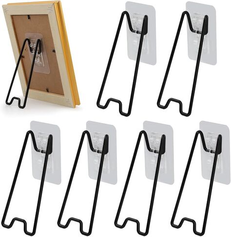 6-Pack Adjustable Picture Frame Easel Stands, Heavy Duty Stainless Steel Photo Frame Holder Back with Self-Adhesive for 5.9 to 10.2 inch Frames in Kuwait