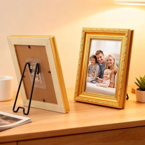 6-Pack Adjustable Picture Frame Easel Stands, Heavy Duty Stainless Steel Photo Frame Holder Back with Self-Adhesive for 5.9 to 10.2 inch Frames in Kuwait