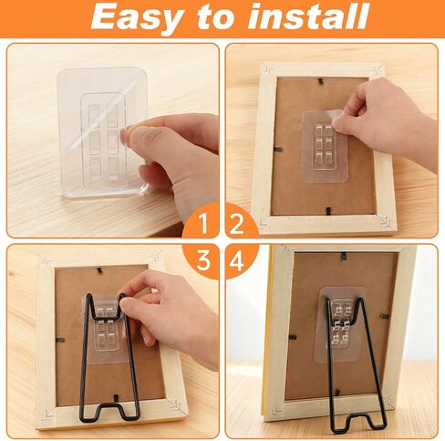6-Pack Adjustable Picture Frame Easel Stands, Heavy Duty Stainless Steel Photo Frame Holder Back with Self-Adhesive for 5.9 to 10.2 inch Frames in Kuwait