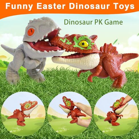 6 Pack Jumbo 3.5" Easter Eggs Filled with Biting Finger Dinosaurs Toys Inside, Fun Finger Puppets Set for Kids Toddlers Easter Basket Stuffers Fillers Plastic Surprise Eggs Hunt Easter Party Favors in Saudi Arabia