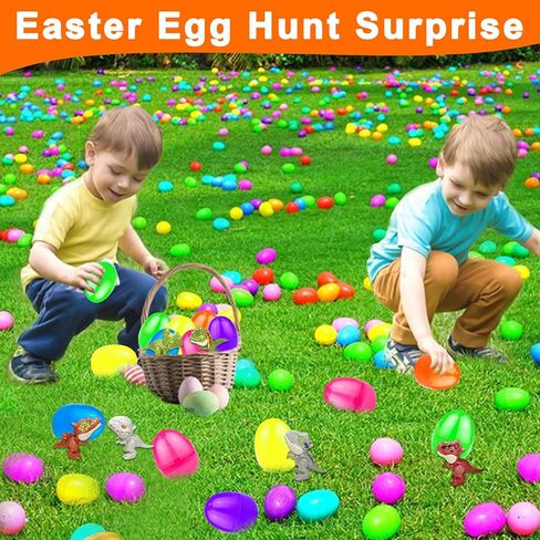6 Pack Jumbo 3.5" Easter Eggs Filled with Biting Finger Dinosaurs Toys Inside, Fun Finger Puppets Set for Kids Toddlers Easter Basket Stuffers Fillers Plastic Surprise Eggs Hunt Easter Party Favors in Saudi Arabia