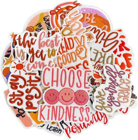 36Pcs Boho Iron on Patches for Girl, Easter Iron on Patches, Embroidered Boho Hippie Style Inspirational Phrases Applique Patches for Clothes, Dresses, Hats, Socks, Jeans, DIY Accessories in Saudi Arabia