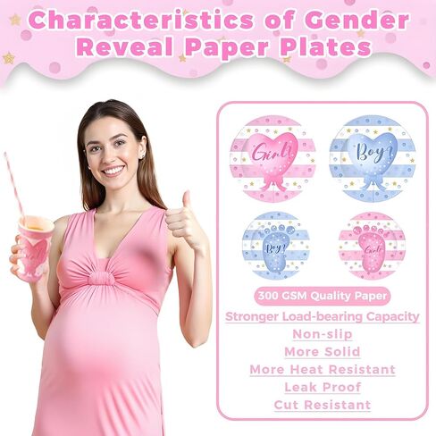400PCS Gender Reveal Plates and Cups and Napkins Sets with Forks, Straws, Spoons, and Knives – Boy or Girl Pink and Blue Plates for Gender Reveal Decorations(Serves 50) Party Supplies in Saudi Arabia