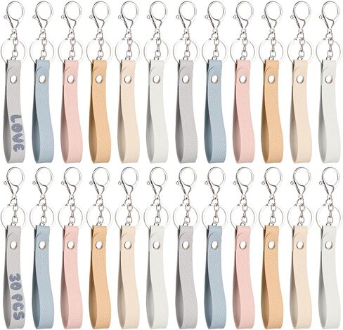 Framendino, 30 Pack 6 Colors Laser Blanks Keychain Leather Bulk with Silver Lobster Claw Clasps for DIY Making in Saudi Arabia