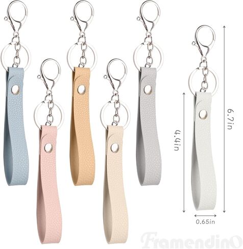 Framendino, 30 Pack 6 Colors Laser Blanks Keychain Leather Bulk with Silver Lobster Claw Clasps for DIY Making in Saudi Arabia