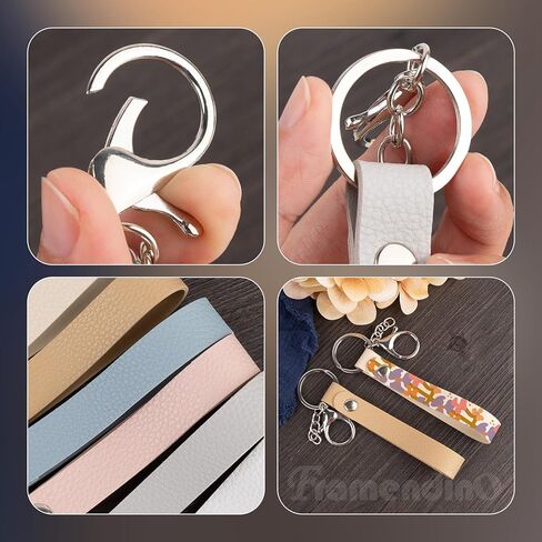 Framendino, 30 Pack 6 Colors Laser Blanks Keychain Leather Bulk with Silver Lobster Claw Clasps for DIY Making in Saudi Arabia