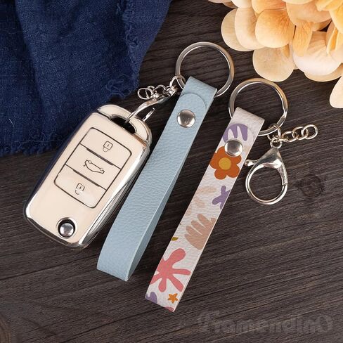Framendino, 30 Pack 6 Colors Laser Blanks Keychain Leather Bulk with Silver Lobster Claw Clasps for DIY Making in Saudi Arabia