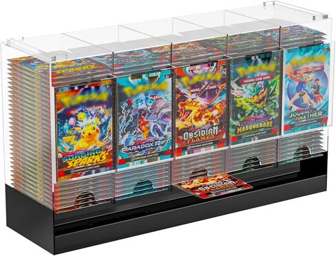 5-Slot Booster Pack Dispenser with Black Base, Card Pack Dispenser Fits 200 Booster Packs for Dispensing, Compatible with TCG Trading Card Boosters and Sports Card Boosters & More, Acrylic Stackable in Saudi Arabia