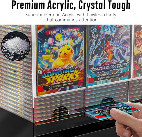 5-Slot Booster Pack Dispenser with Black Base, Card Pack Dispenser Fits 200 Booster Packs for Dispensing, Compatible with TCG Trading Card Boosters and Sports Card Boosters & More, Acrylic Stackable in Saudi Arabia