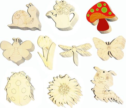 60PCS Natural Wood Ice Cream Hanging Ornaments – Unfinished Wooden Cutouts to Paint for DIY Crafts and Decorations (Ice-Cream) in Saudi Arabia