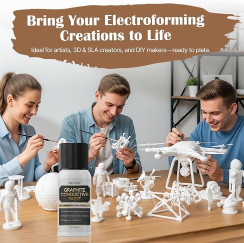 Conductive Paint, Graphite Conductive Paint for Electroforming and Electroplating, GraphitePaint, Simple to Use & Easy to Clean, No Thinning Needed—Suitable for 3D Prints, Resin Models & More—2oz/60ml in Saudi Arabia